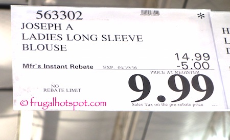 Joseph A Ladies' Long-Sleeve Crinkle Blouse Costco Price | Frugal Hotspot
