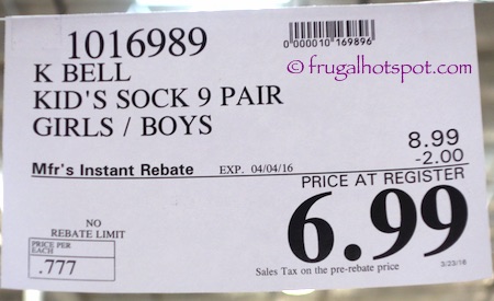 K. Bell Kid's Combed Cotton Socks 9-Pair Girls/Boys Costco Price | Frugal Hotspot