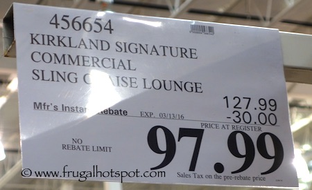 Kirkland Signature Commercial Sling Chaise Lounge Costco Price | Frugal Hotspot