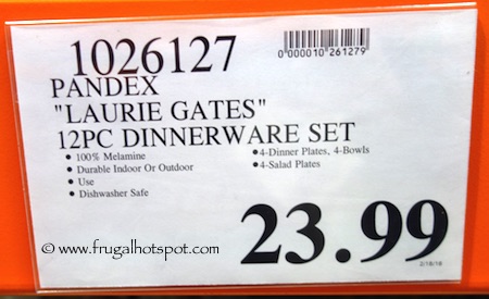 Pandex Laurie Gates 12-Pc Melamine Dinnerware Set Costco Price | Frugal Hotspot