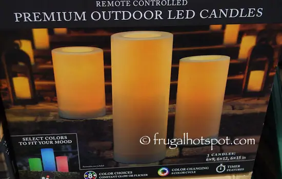 Remote Controlled Premium Outdoor LED Candles 3-Pack Costco | Frugal Hotspot