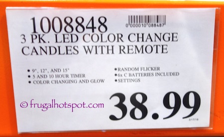 Remote Controlled Premium Outdoor LED Candles 3-Pack Costco Price | Frugal Hotspot