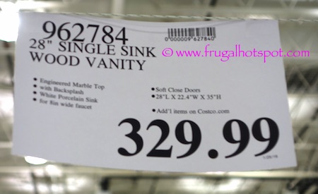 28" Wood Vanity with Single Porcelain Sink Costco Price | Frugal Hotspot