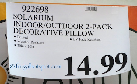 Solarium Indoor / Outdoor Decorative Pillow 2-Pack Costco Price | Frugal Hotspot