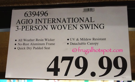 Agio International 3-Person Woven Patio Swing Costco Price | Frugal Hotspot