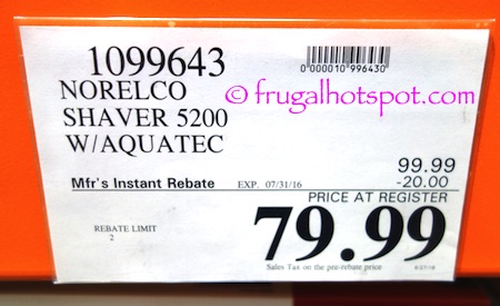 Norelco Shaver 5200 with Aquatec Costco Price \ Frugal Hotspot