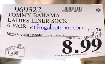Tommy Bahama Ladies' Low-Cut Liner Socks 6-Pairs Costco Price | Frugal Hotspot