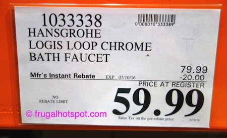 Hansgrohe Logis Loop Chrome Bath Faucet Costco Price | Frugal Hotspot