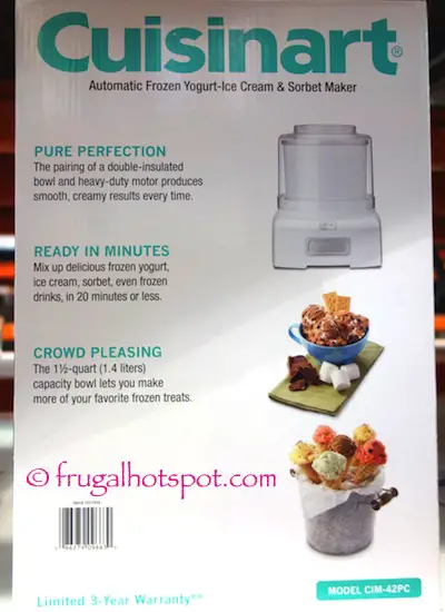 Cuisinart 1.5 Quart Frozen Yogurt-Ice Cream & Sorbet Maker Costco | Frugal Hotspot