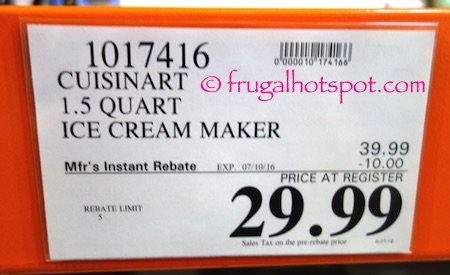 Cuisinart 1.5 Quart Frozen Yogurt-Ice Cream & Sorbet Maker Costco Price | Frugal Hotspot