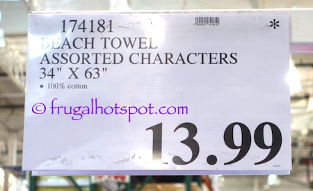 Embroidered Beach Towel 34" x 63" Assorted Characters Costco Price | Frugal Hotspot