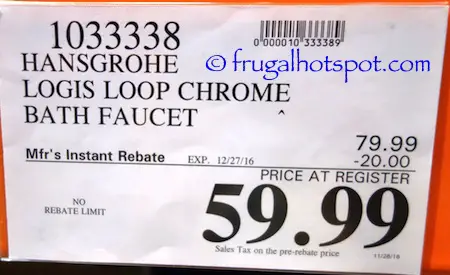 Hansgrohe Logis Loop Chrome Bath Faucet Costco Price | Frugal Hotspot