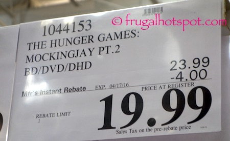 The Hunger Games: Mockingjay Part 2 Blu-ray + DVD + Digital HD Movie Costco Price | Frugal Hotspot