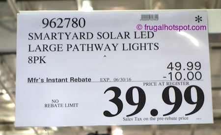 Smartyard Solar LED Large Pathway Lights 8-Pack Costco Price | Frugal Hotspot