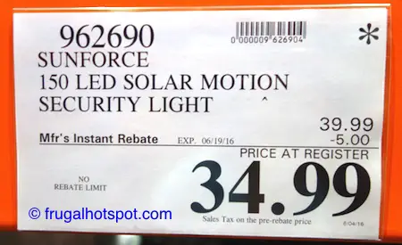 Sunforce 150 LED Solar Motion Security Light Costco Price | Frugal Hotspot