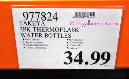 Takeya ThermoFlask Stainless Steel Water Bottles 2-Pack Costco Price | Frugal Hotspot