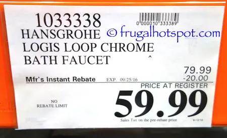 Hansgrohe Logis Loop Chrome Bath Faucet Costco Price | Frugal Hotspot