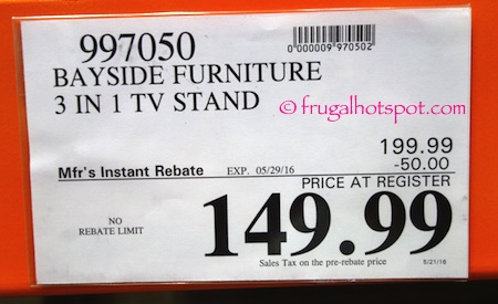 Bayside Furniture 3-in-1 TV Stand Costco Price | Frugal Hotspot