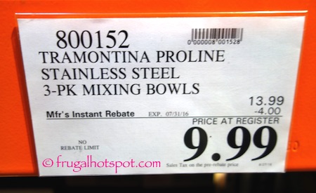 Tramontina Proline Stainless Steel 3-Pack Mixing Bowls Costco Price | Frugal Hotspot