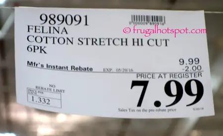 Felina Cotton Stretch Hi-Cut Panty 6-Pack Costco Price | Frugal Hotspot