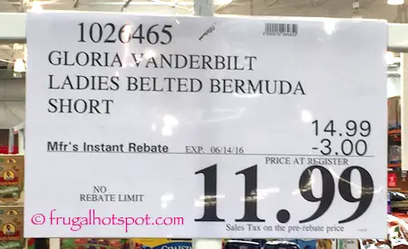 Gloria Vanderbilt Sierra Ladies Belted Bermuda Shorts Costco Price | Frugal Hotspot