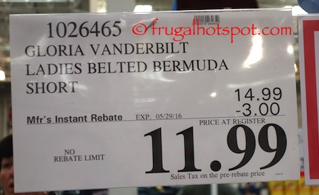 Gloria Vanderbilt Sierra Ladies Belted Bermuda Shorts Costco Price | Frugal Hotspot â Frugal Hotspot