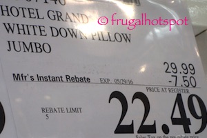 Hotel Grand White Down Pillow Costco Price | Frugal Hotspot