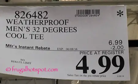 Weatherproof 32 Degrees Cool Men's Short Sleeve Crew Neck T-Shirt Costco Price | Frugal Hotspot