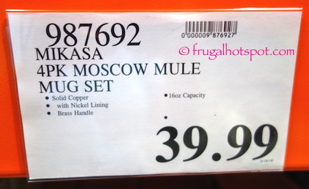 Mikasa Moscow Mule Mugs 4-Pack Costco Price | Frugal Hotspot