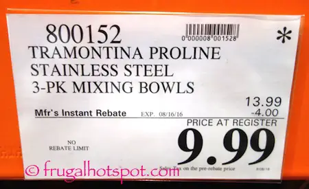 Tramontina Proline Stainless Steel 3-Pack Mixing Bowls Costco Price | Frugal Hotspot