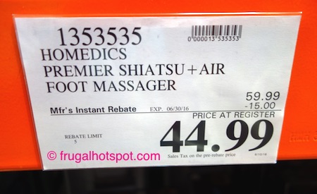 Homedics Shiatsu + Air Foot Massager with Heat Costco Price | frugal hotspot