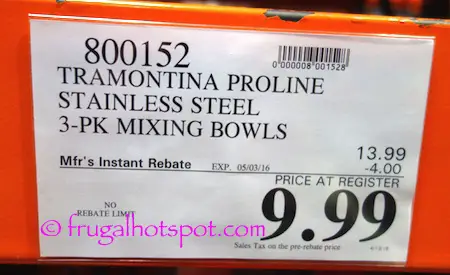 Tramontina Proline Stainless Steel 3-Pack Mixing Bowls Costco Price | Frugal Hotspot