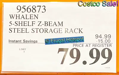 Whalen 5-Shelf Storage Rack | Costco Sale Price