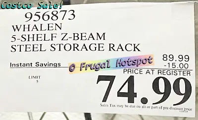 Whalen 5 Shelf Z Beam Steel Storage Rack | Costco Sale Price | Item 956873