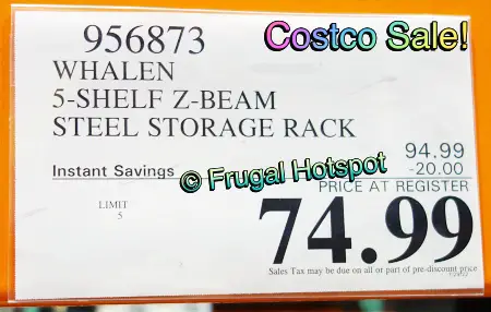 Whalen 5 Shelf Z Beam Steel Storage Rack | Costco Sale Price