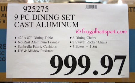 9-Piece Cast Aluminum Dining Set Costco Price | Frugal Hotspot