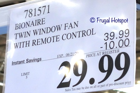 Bionaire Digital Twin Window Fan Costco Sale Price
