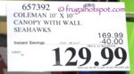 Costco Sale Price: Coleman 10' x 10' Deluxe Dome Canopy w/Wall (Seattle Seahawks)