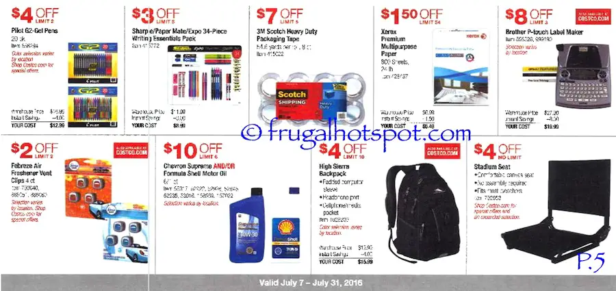 Costco Coupon Book: July 7, 2016 - July 31, 2016. Prices Listed. Page 5 | Frugal Hotspot 