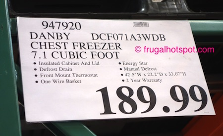 Danby 7.1 Cu Ft Chest Freezer Model #DCF071A3WDB Costco Price | Frugal Hotspot