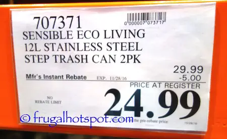 Sensible Eco Living Stainless Steel Trash Can 2-Pack Costco Price | Frugal Hotspot