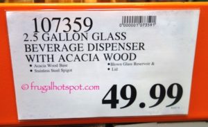 Fifth Avenue Crystal Glass Beverage Dispenser with Acacia Wood Base Costco Price | Frugal Hotspot