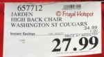 Jarden Oversized High-Back Chair (Washington State University Cougars) Costco Sale Price