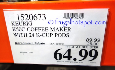 Keurig K50C Coffee Maker Costco Price | Frugal Hotspot