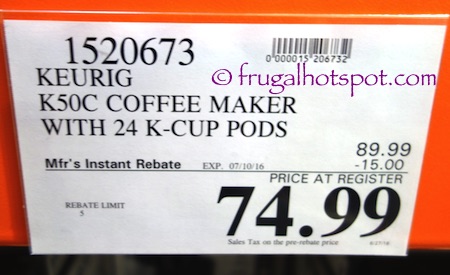 Keurig K50C Coffee Maker Costco Price | Frugal Hotspot