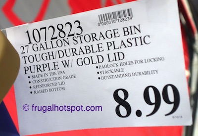 27-Gallon Storage Bin Purple with Gold Lid Costco Price | Frugal Hotspot
