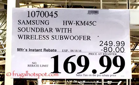 Samsung HW-KM45C Soundbar with Wireless Subwoofer Costco Price | Frugal Hotspot