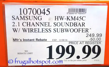 Samsung HW-KM45C Soundbar with Wireless Subwoofer Costco Price | frugal Hotspot
