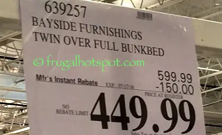 Bayside Furnishings Twin Over Full Bunk Bed Costco Price | Frugal Hotspot