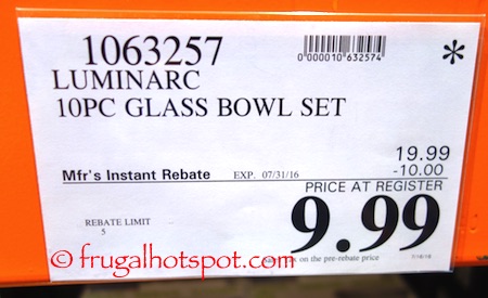 Luminarc 10-Piece Nesting Tempered Glass Bowls Costco Price | Frugal Hotspot